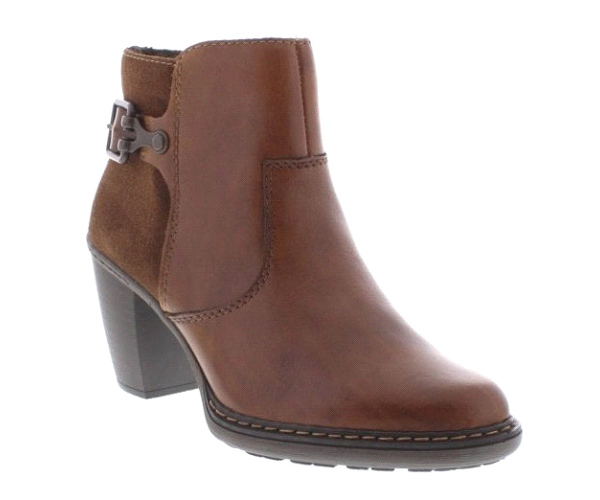 Rieker Ladies Brown Zip Up Ankle Boots - E Higgs and Sons Shoes